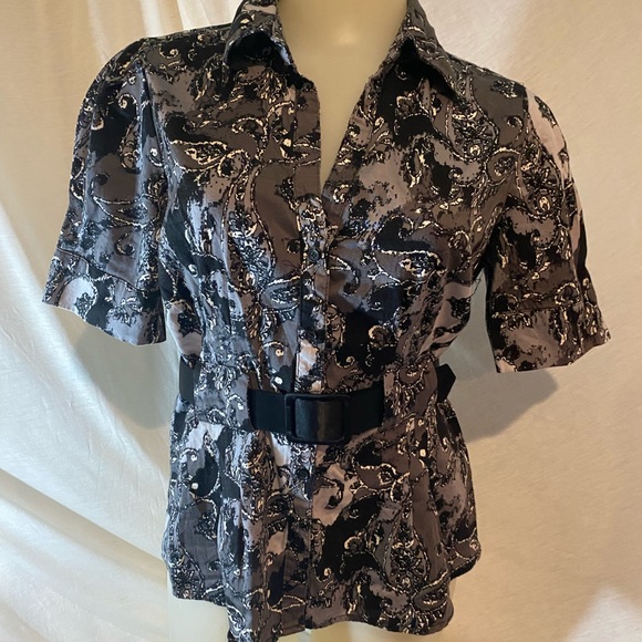 ❗️ Vintage❗️80s Peplum Blouse with Belt - Picture 1 of 5
